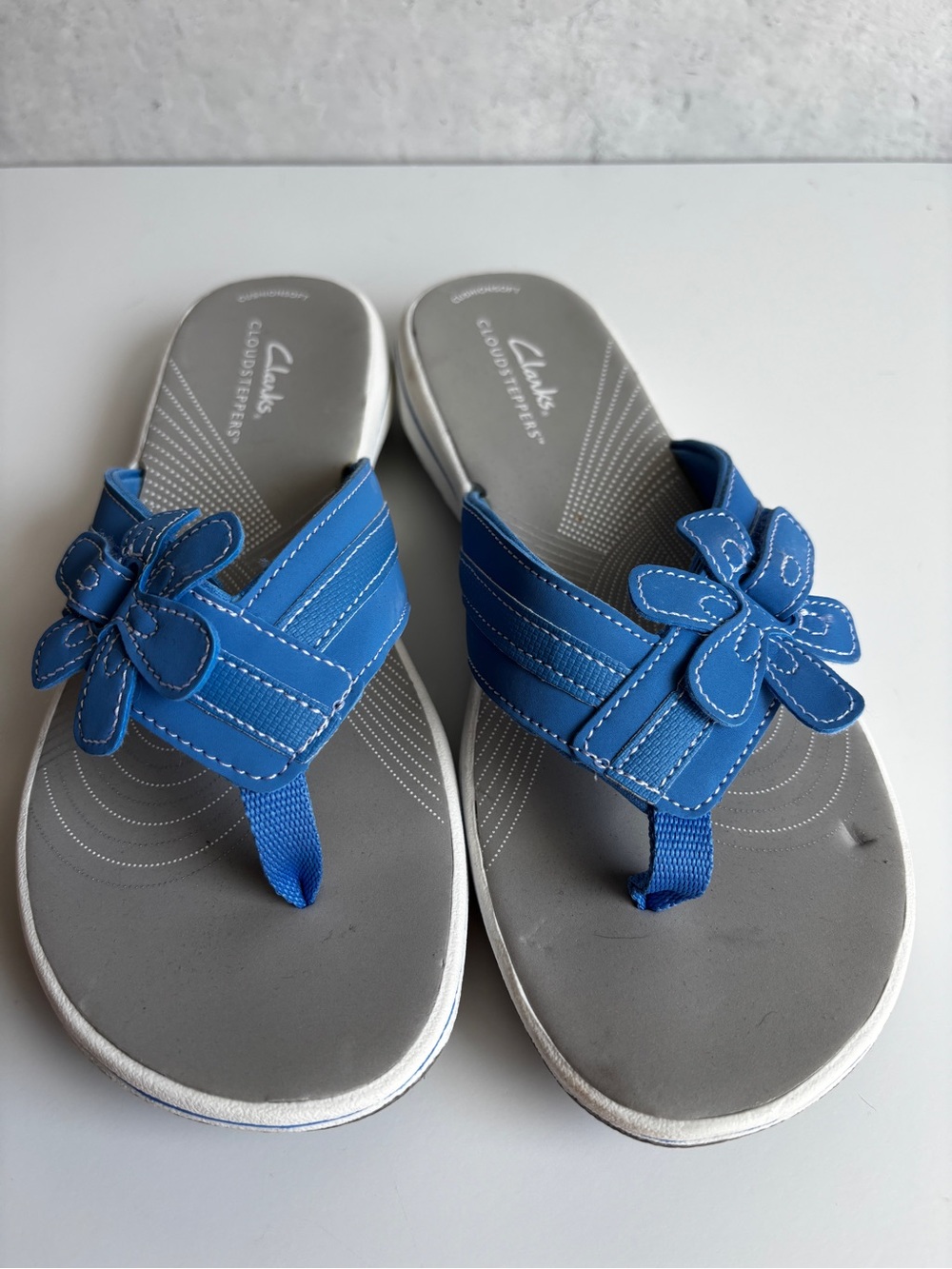 Clarks Women’s Bright Blue Floral Thong Sandals